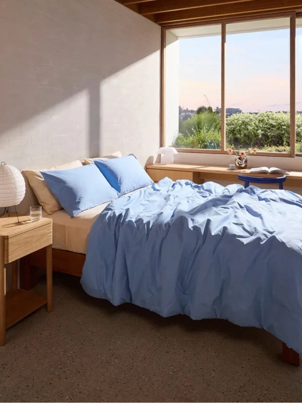 Bed Threads Sky Blue Full-Queen Duvet Cover Organic Cotton Percale EUC with Tag
